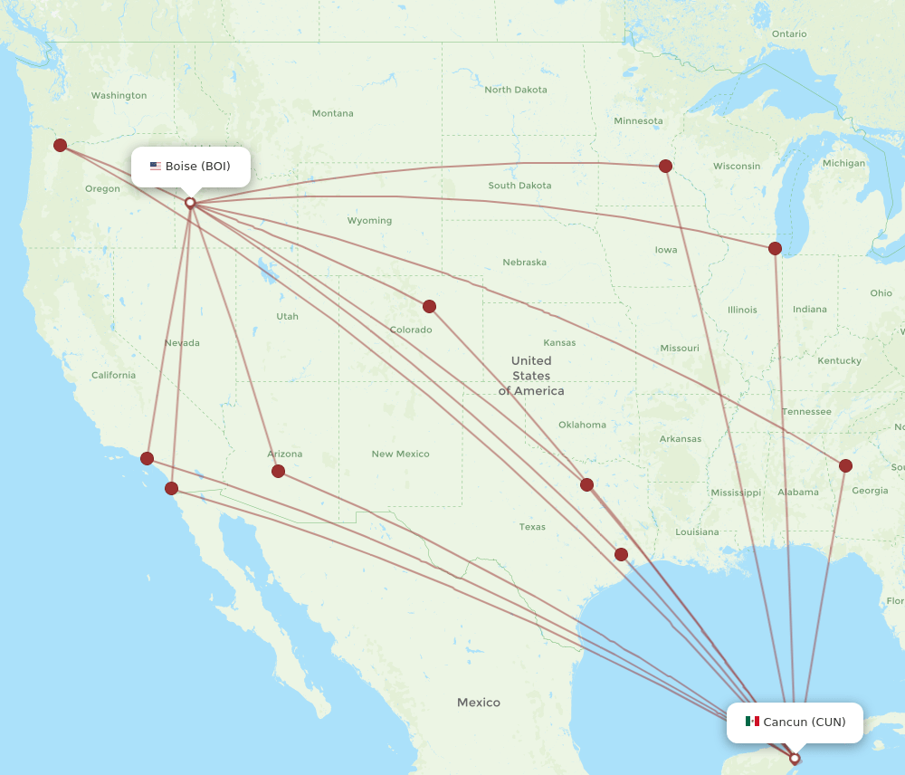 BOI-CUN flight routes