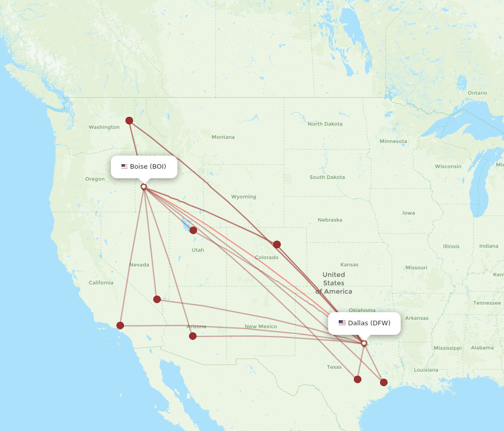BOI-DFW flight routes