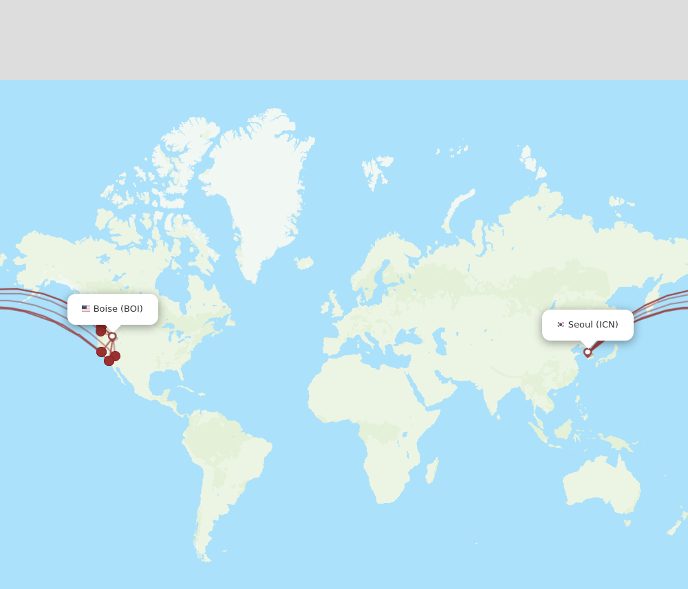 BOI to ICN flights and routes map