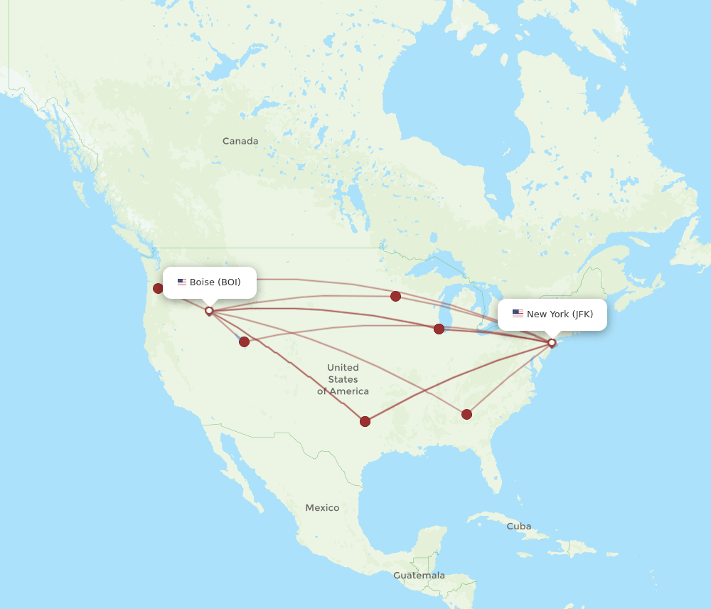 BOI-JFK flight routes