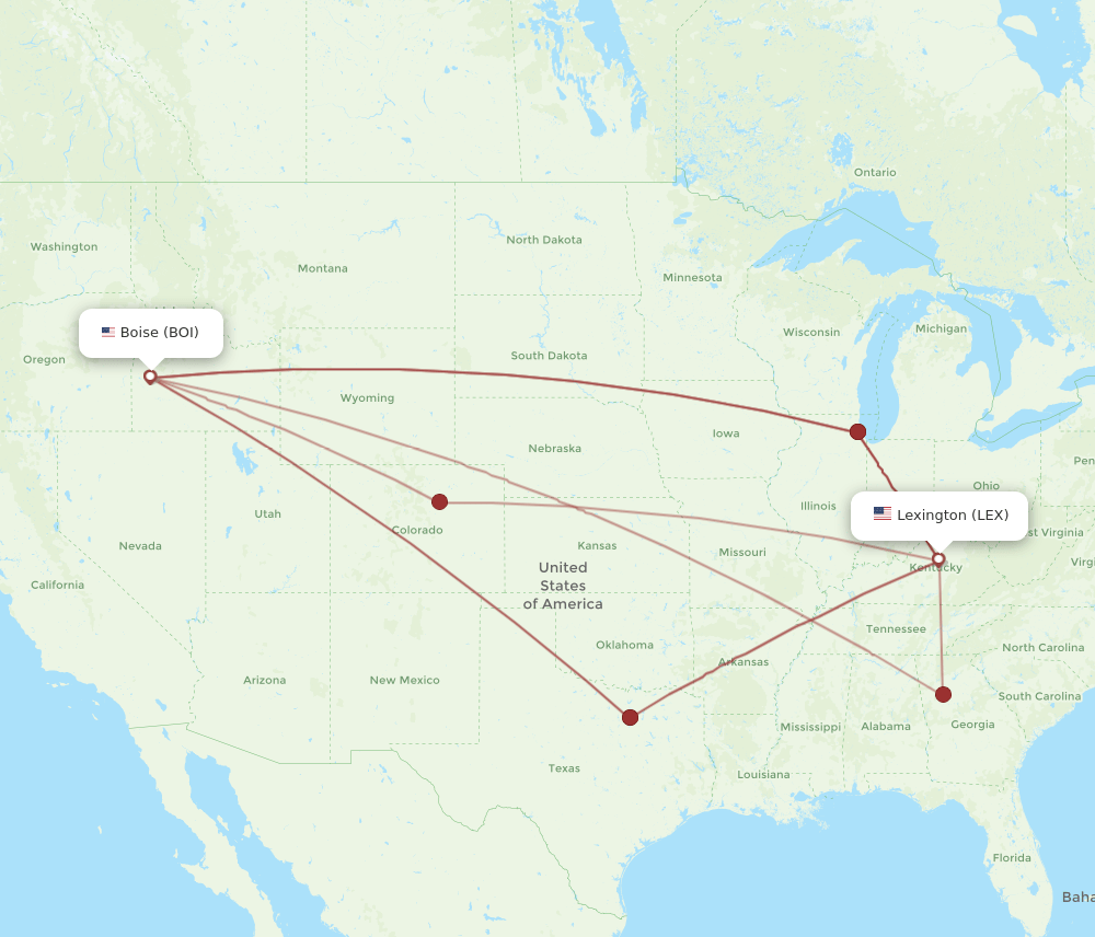 BOI-LEX flight routes