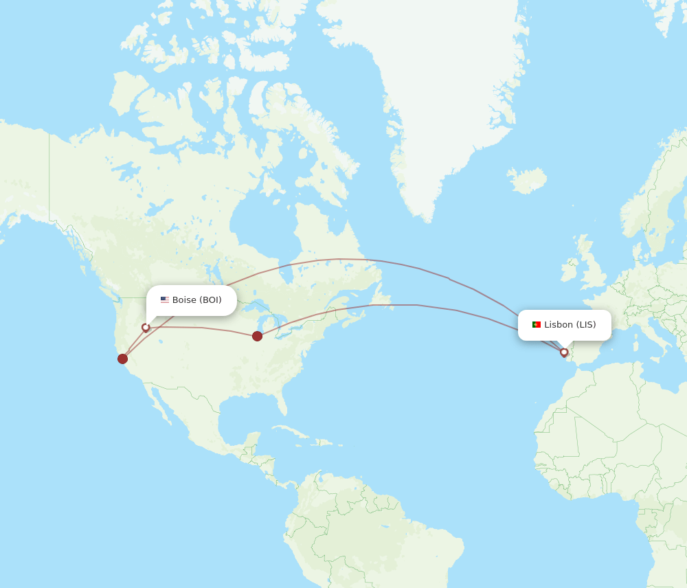 BOI-LIS flight routes