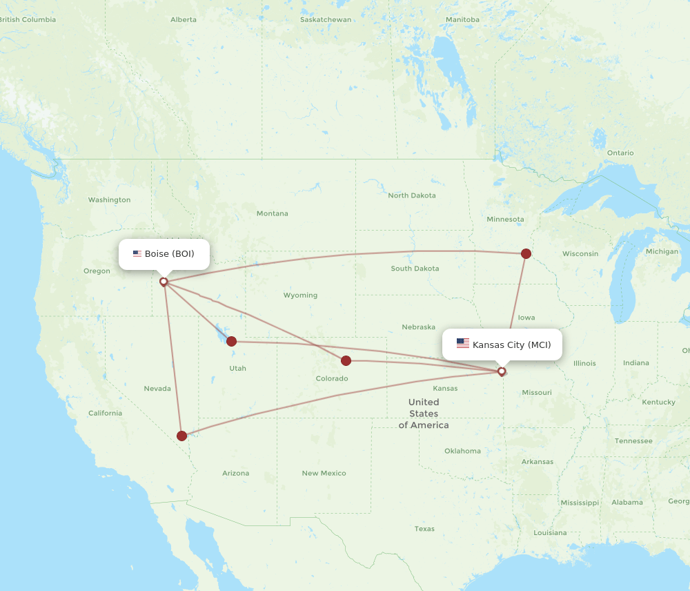 BOI-MCI flight routes