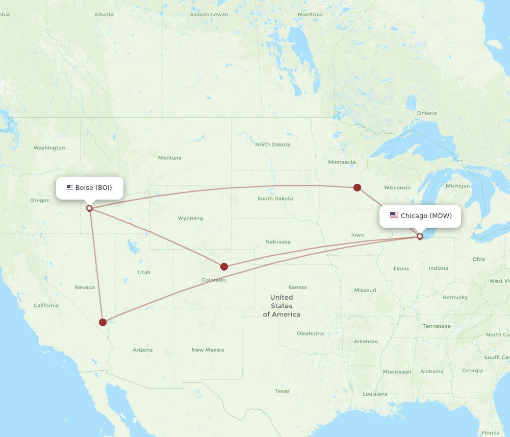 BOI-MDW flight routes