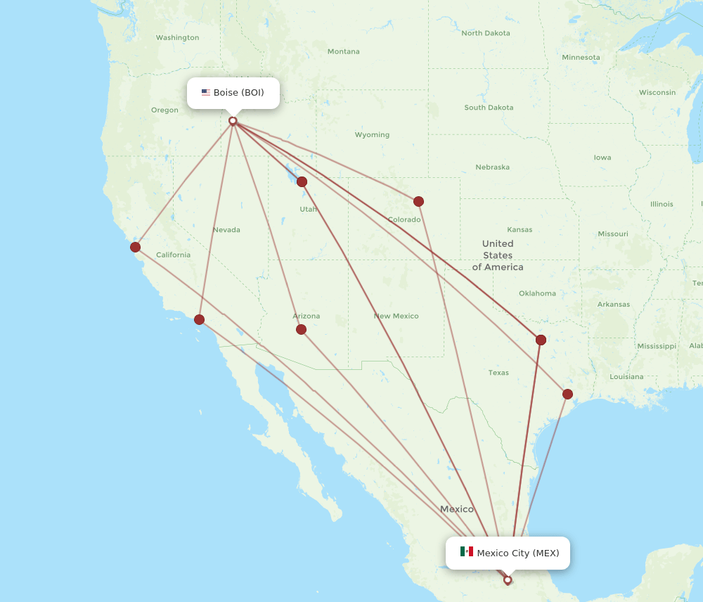 BOI-MEX flight routes