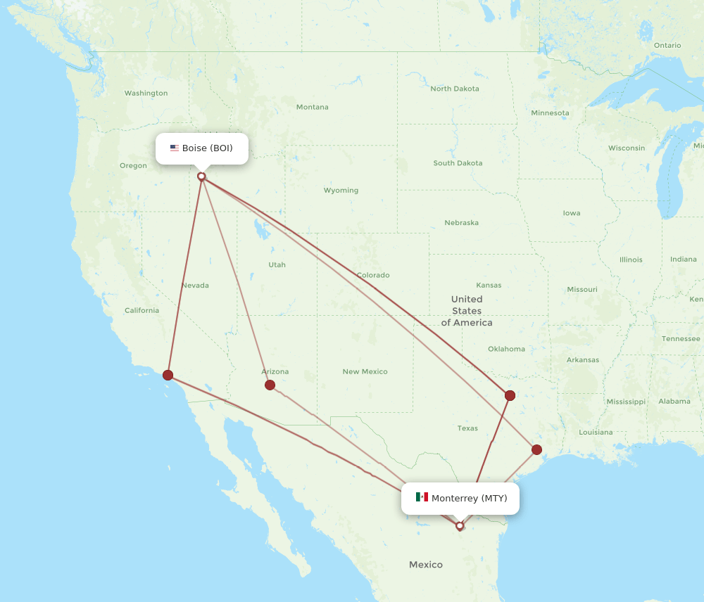BOI-MTY flight routes