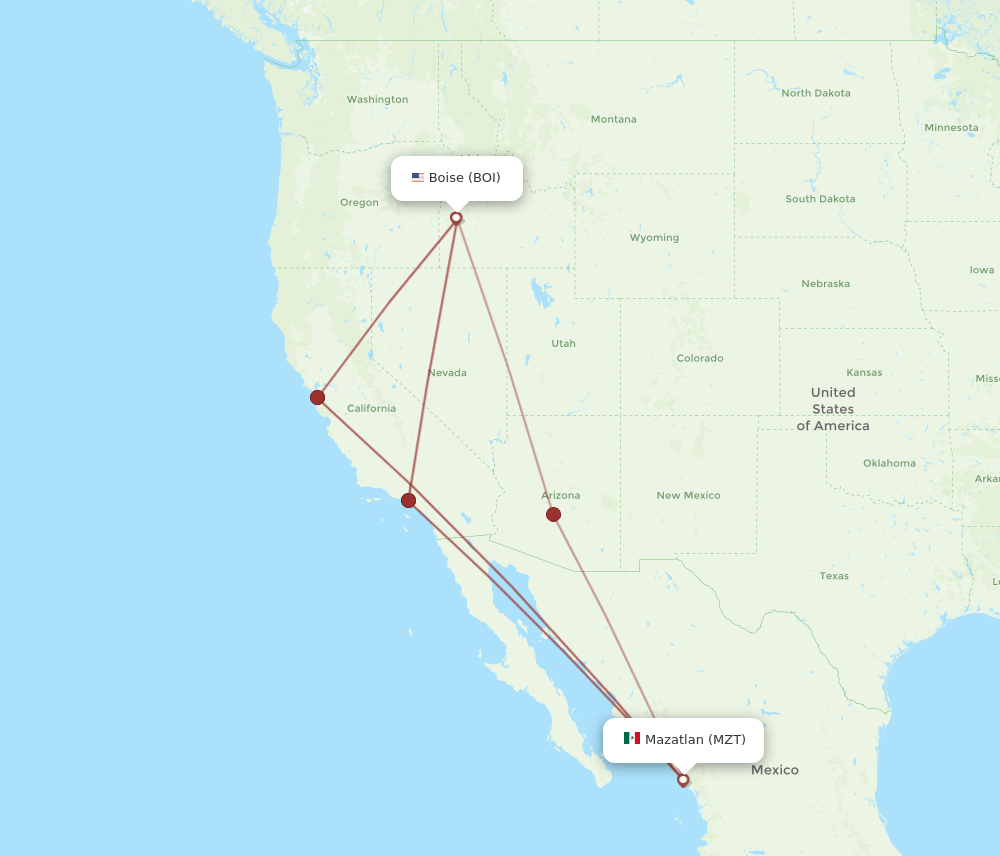 BOI-MZT flight routes