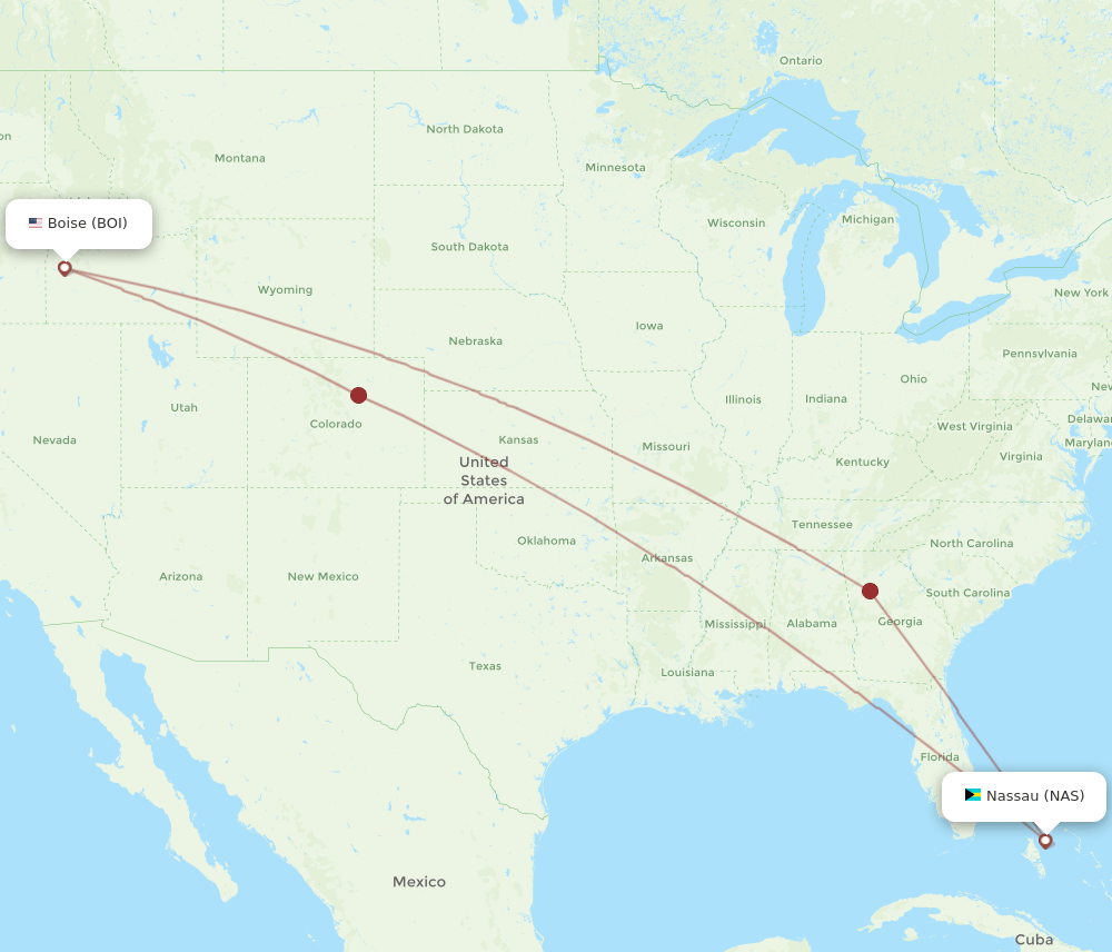 BOI-NAS flight routes