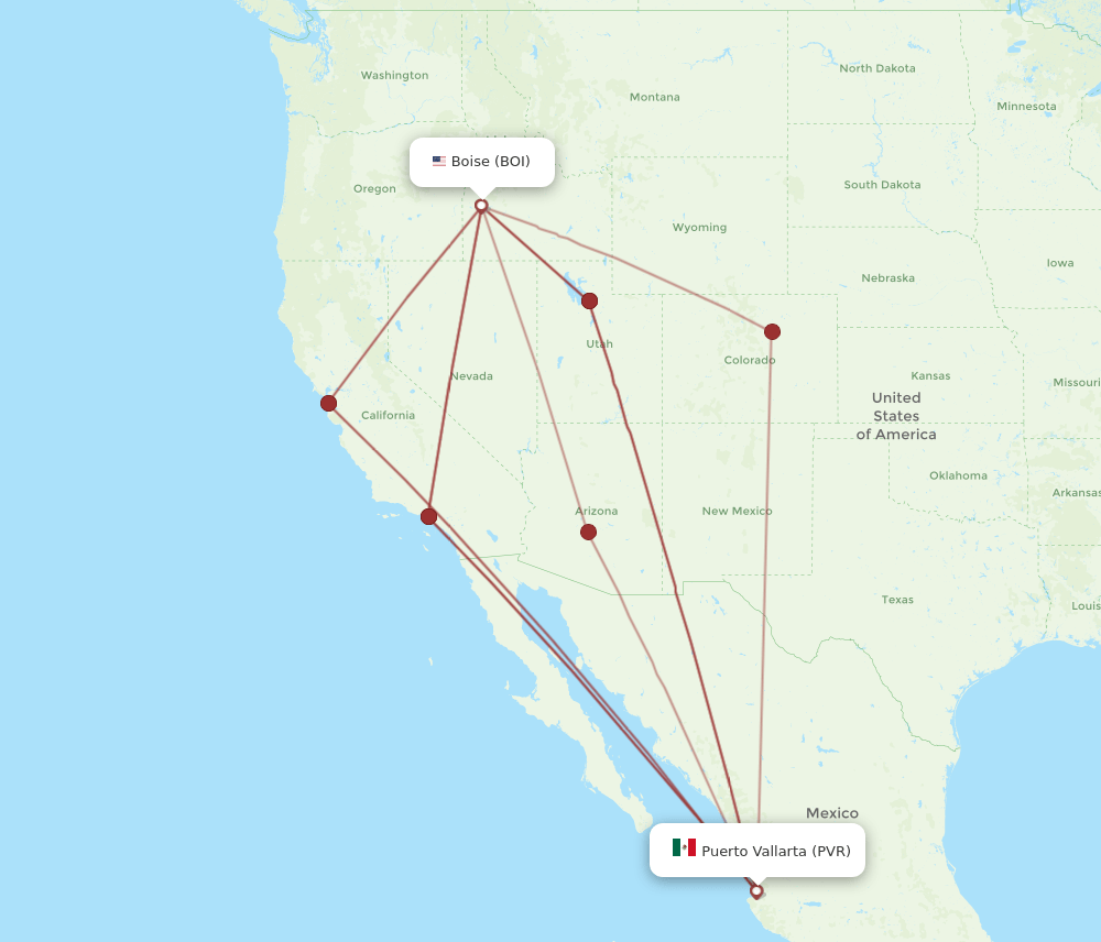 BOI to PVR flights and routes map