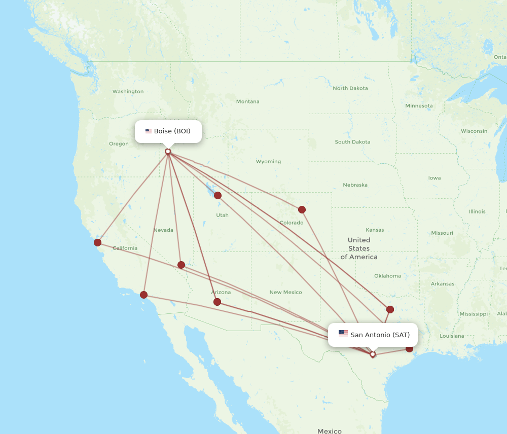 BOI-SAT flight routes