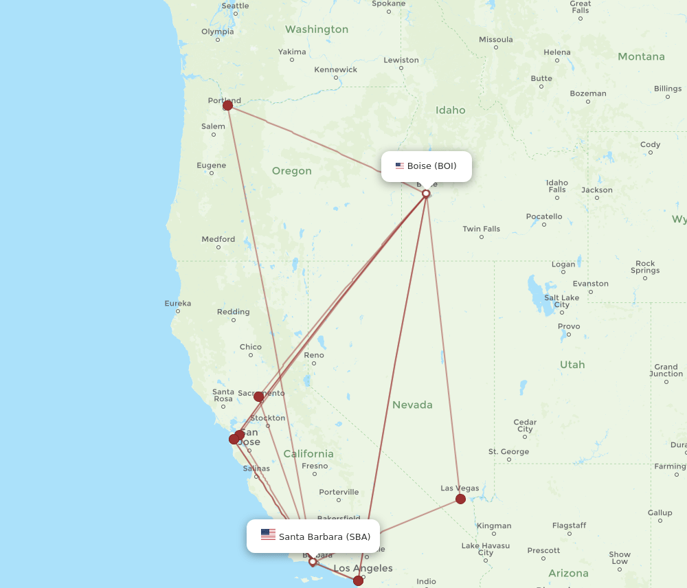 BOI-SBA flight routes