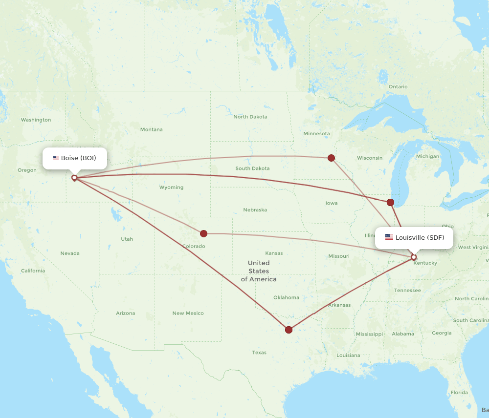 BOI-SDF flight routes