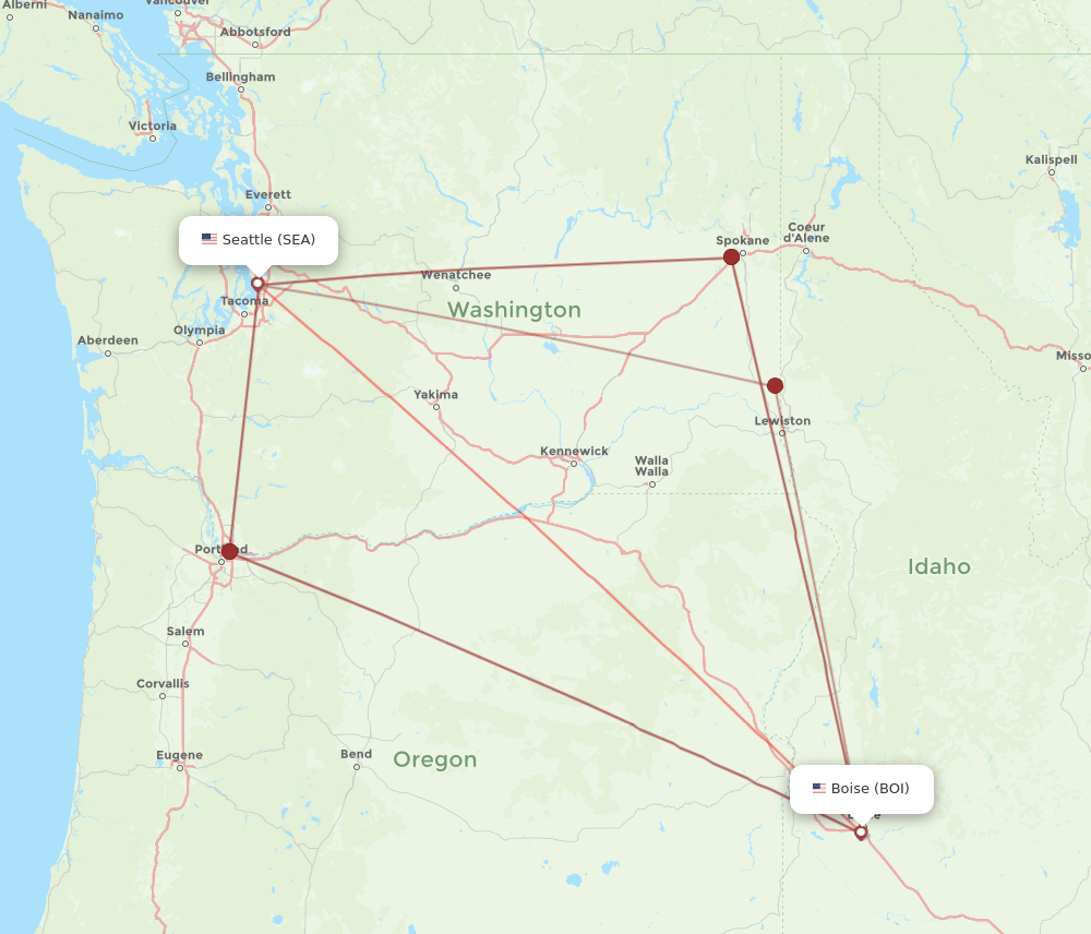 BOI to SEA flights and routes map