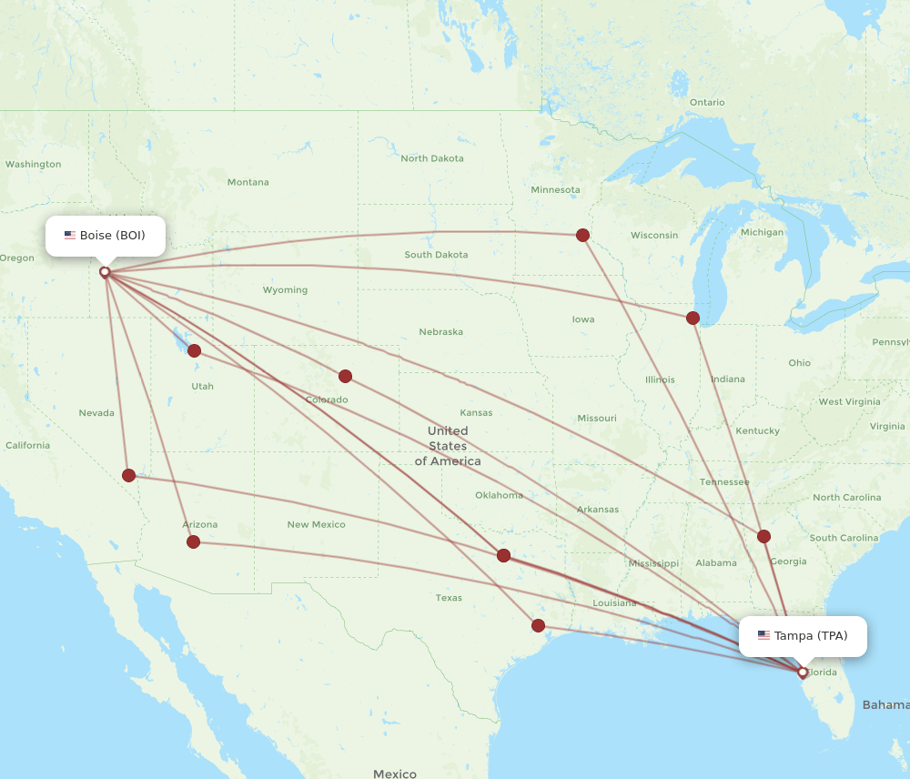 BOI-TPA flight routes