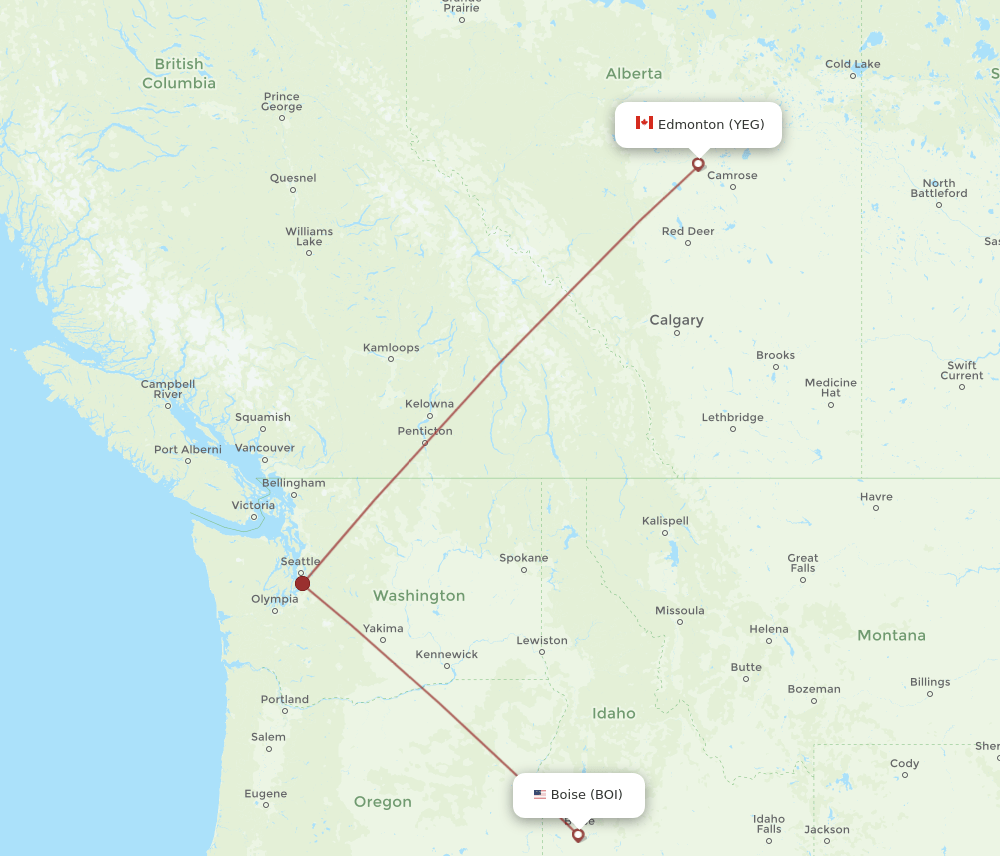 BOI-YEG flight routes