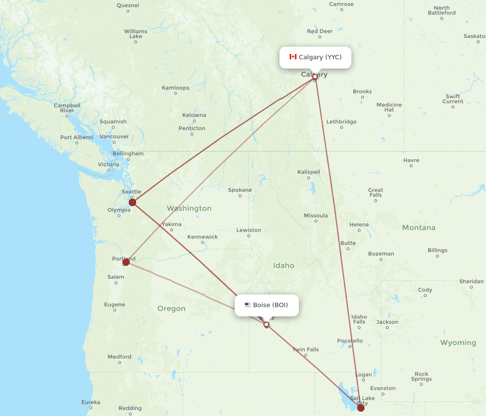 BOI-YYC flight routes