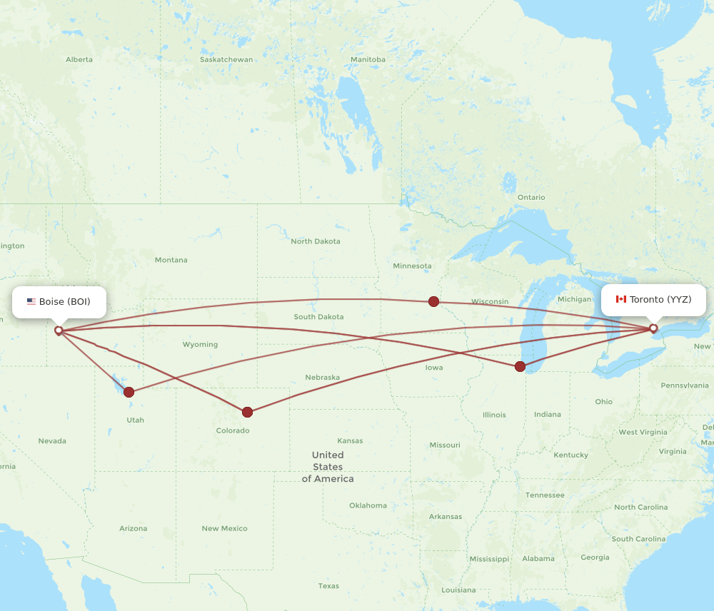 BOI-YYZ flight routes