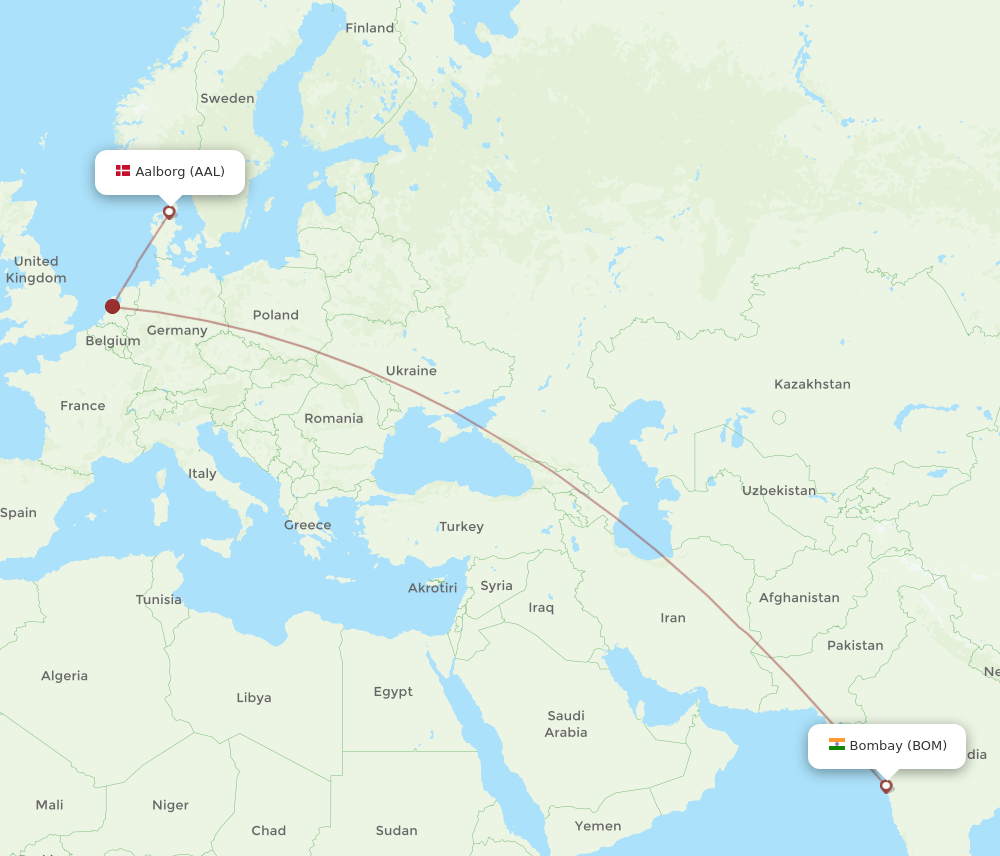 BOM-AAL flight routes