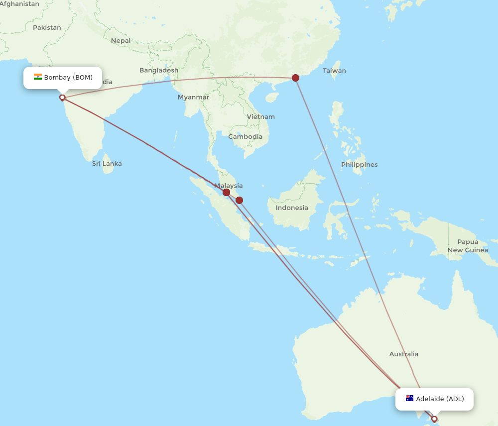 BOM-ADL flight routes