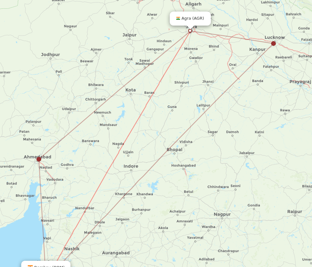 BOM-AGR flight routes