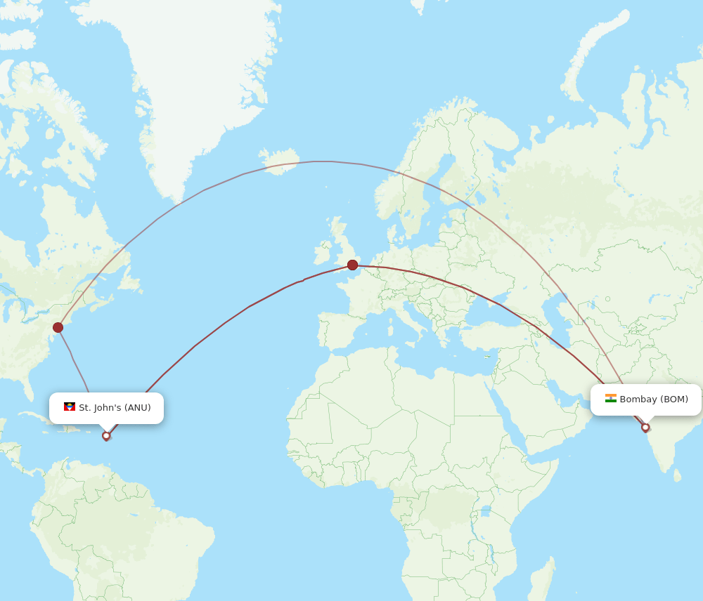 BOM-ANU flight routes