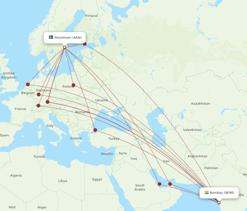 BOM-ARN flight routes