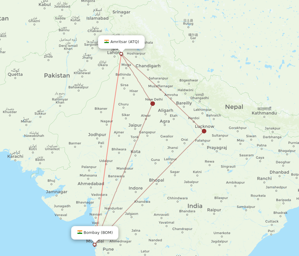 BOM-ATQ flight routes