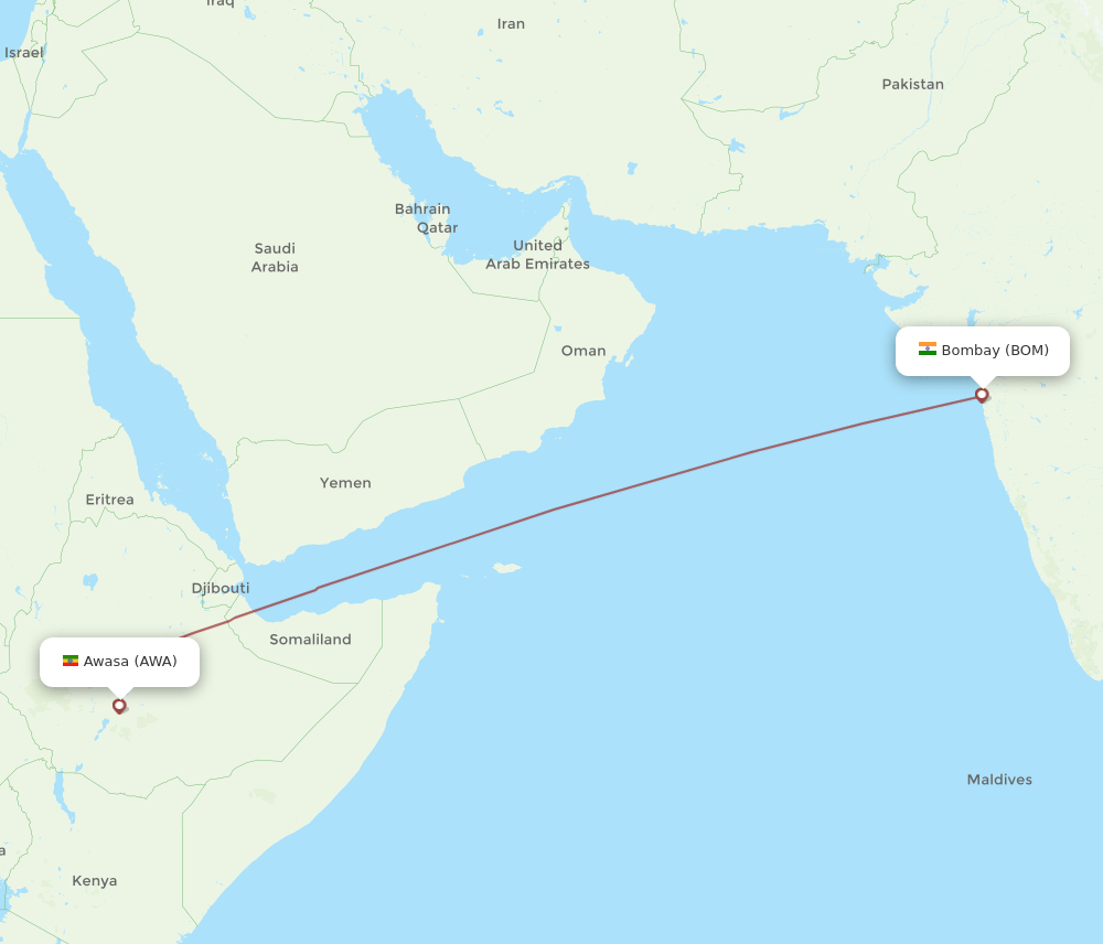 BOM-AWA flight routes
