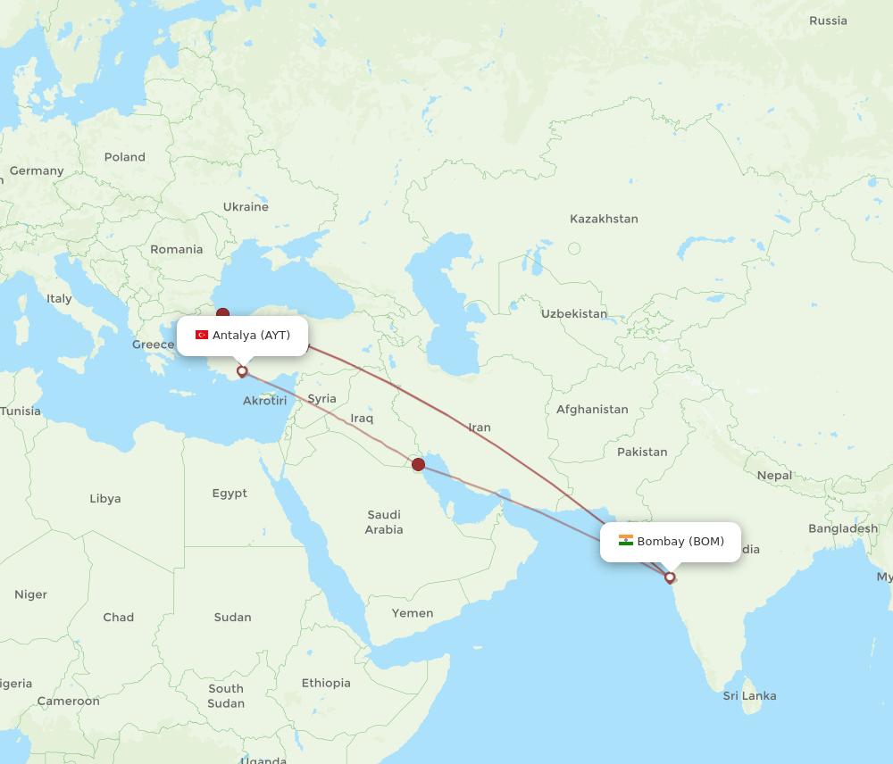 BOM-AYT flight routes