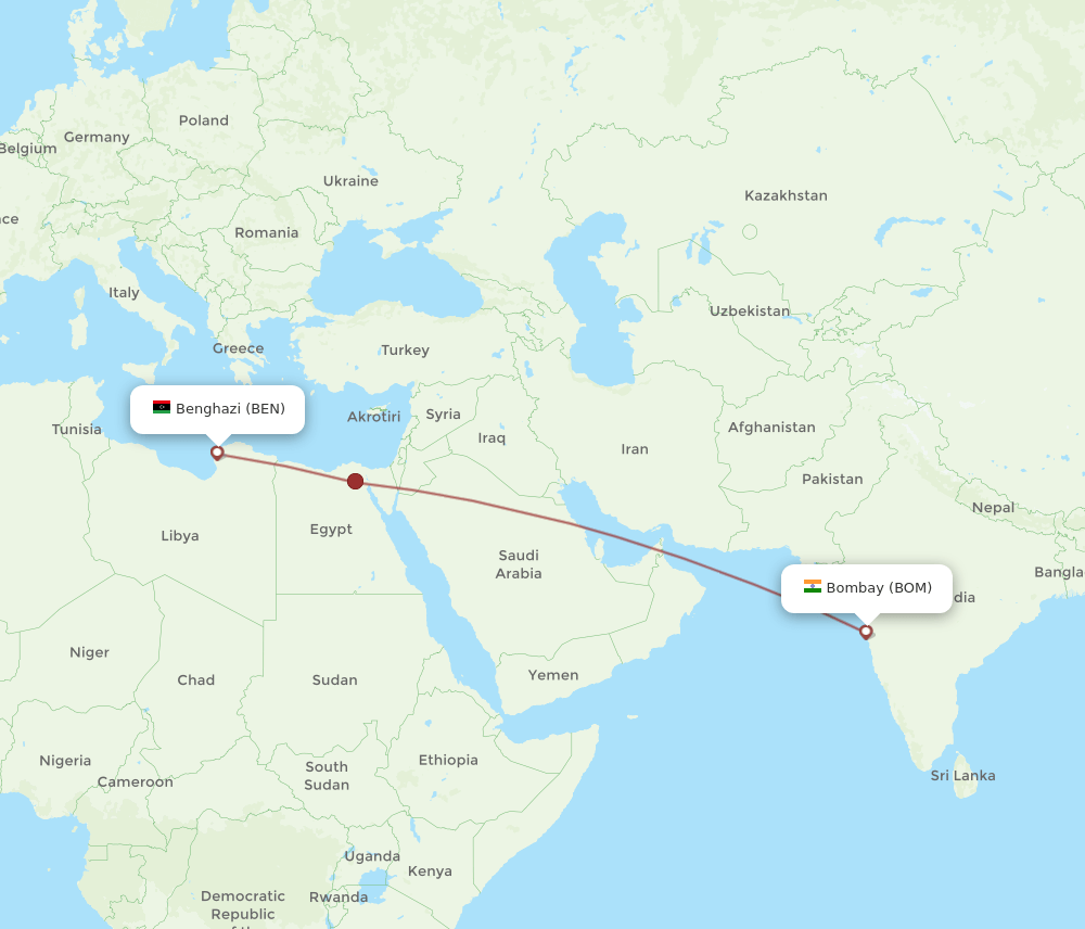 BOM-BEN flight routes