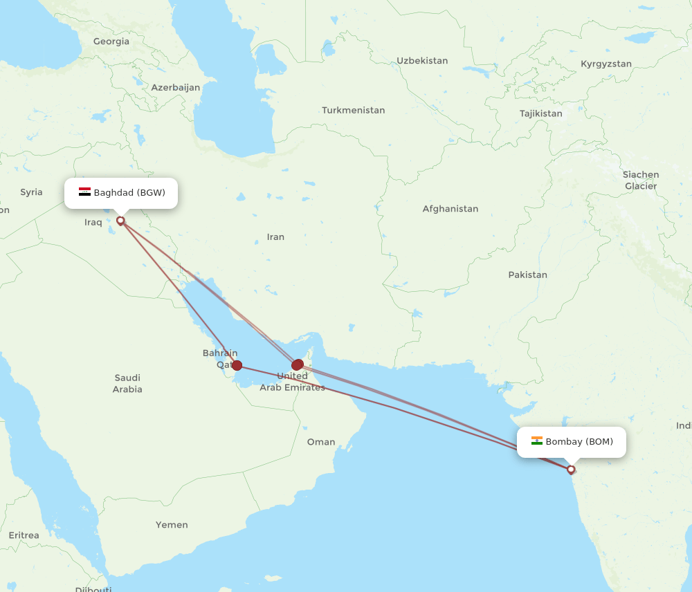 BOM-BGW flight routes