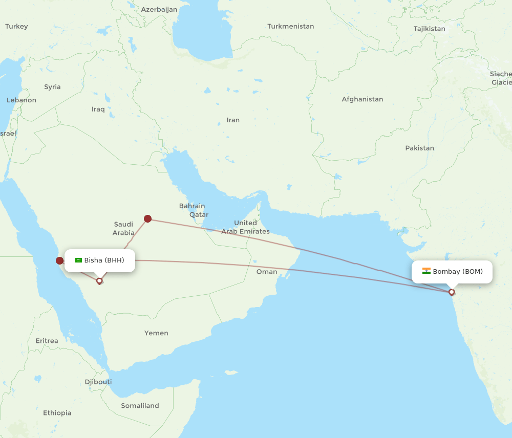 BOM to BHH flights and routes map