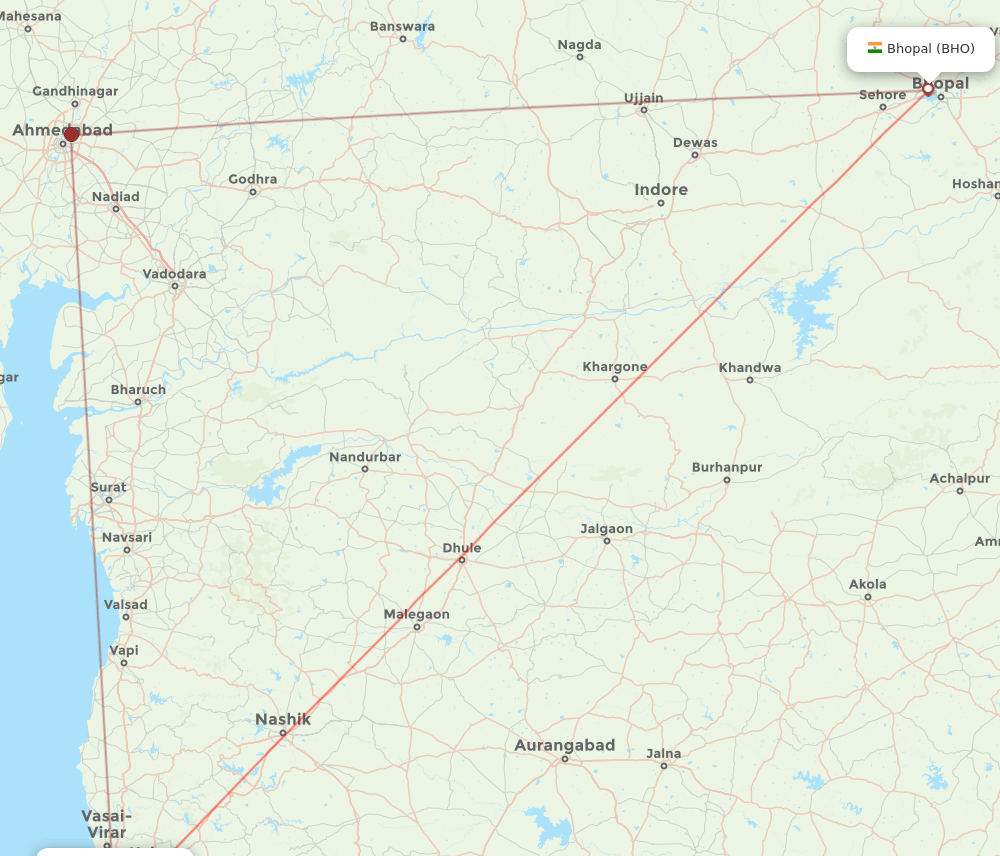BOM-BHO flight routes