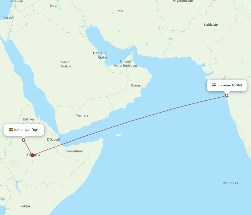 BOM-BJR flight routes