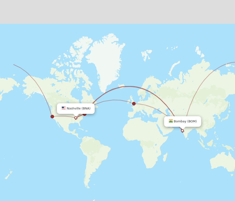 BOM-BNA flight routes