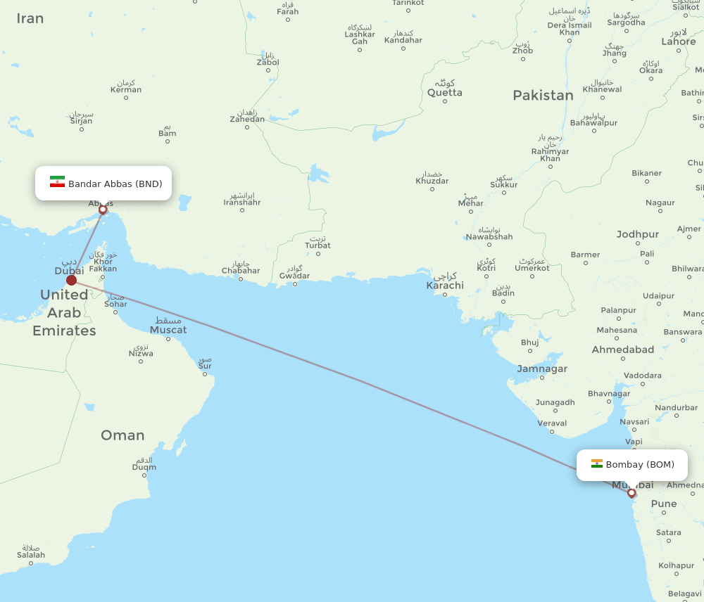 BOM-BND flight routes