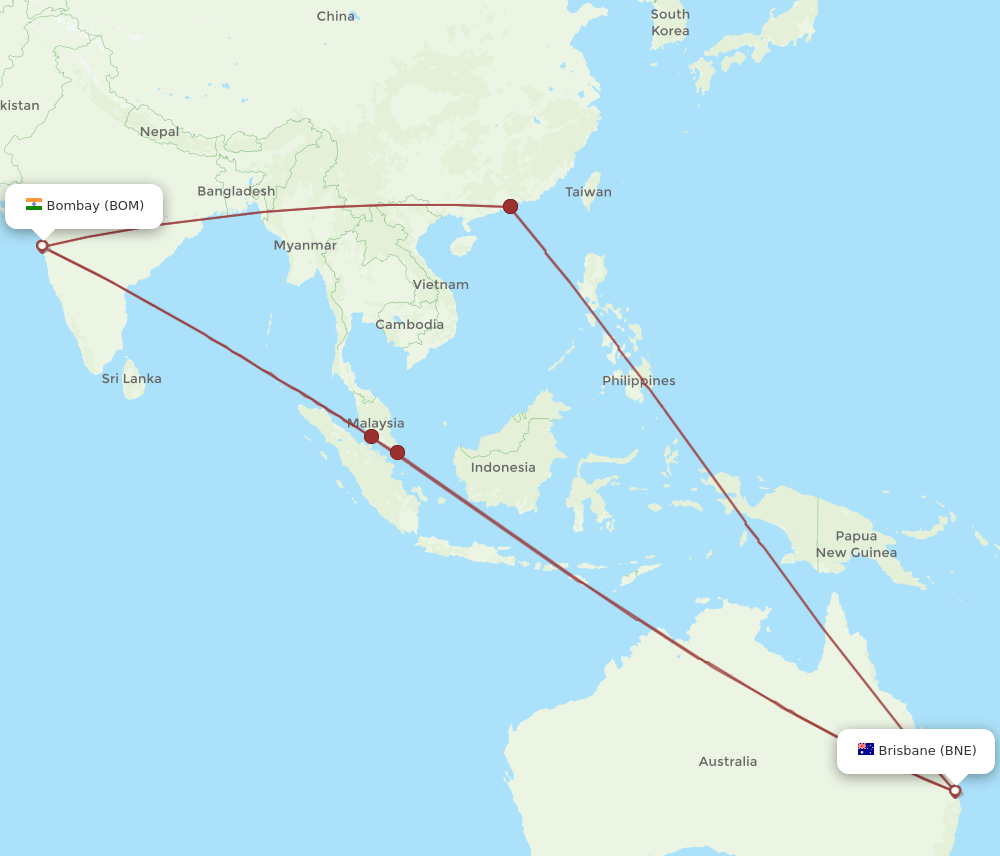 BOM-BNE flight routes