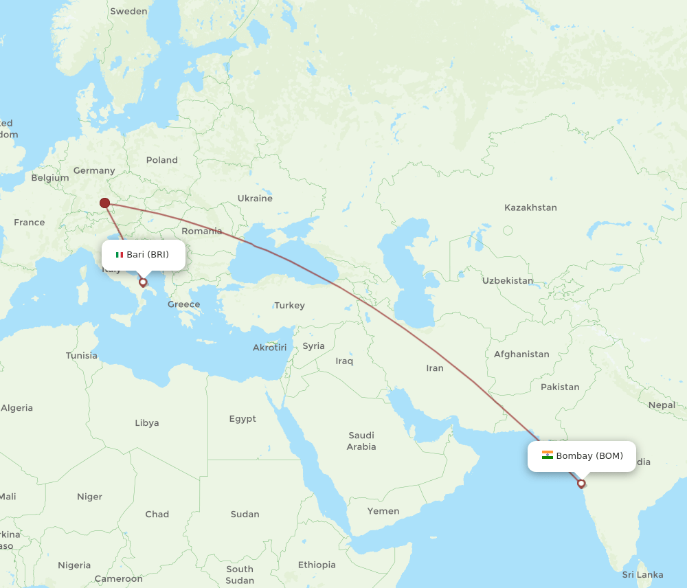 BOM-BRI flight routes