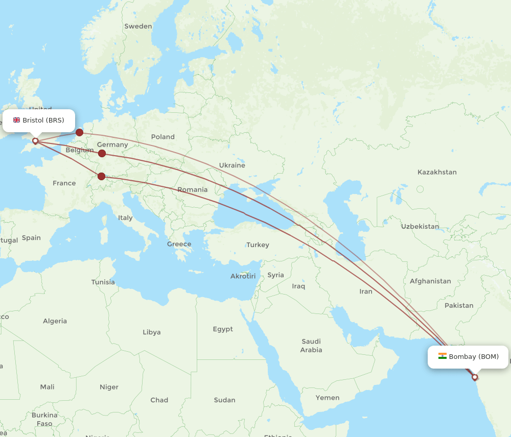 BOM-BRS flight routes