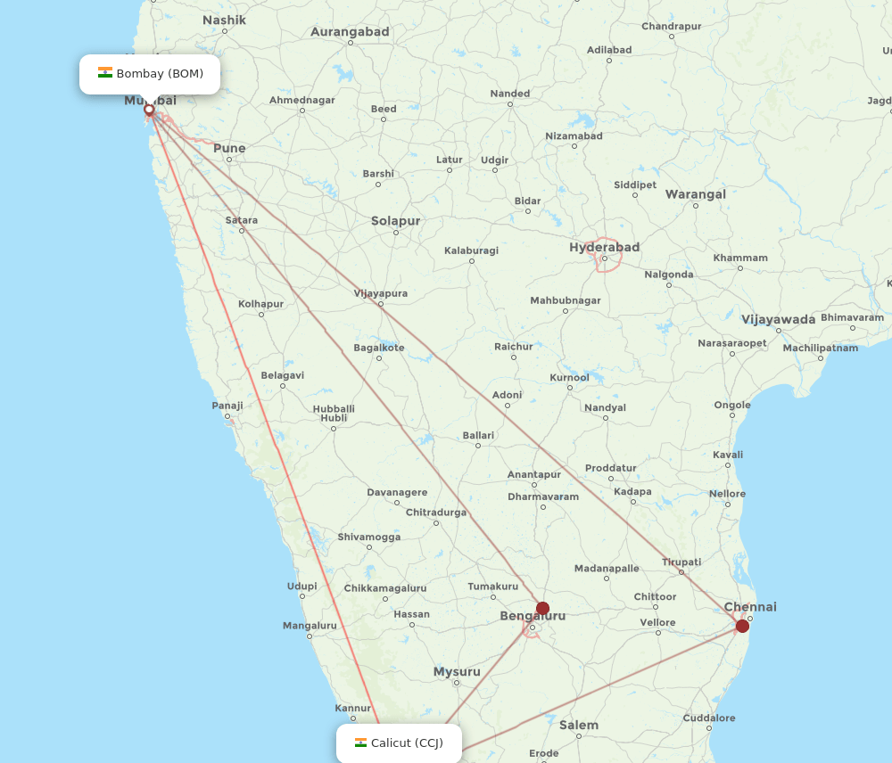 BOM-CCJ flight routes