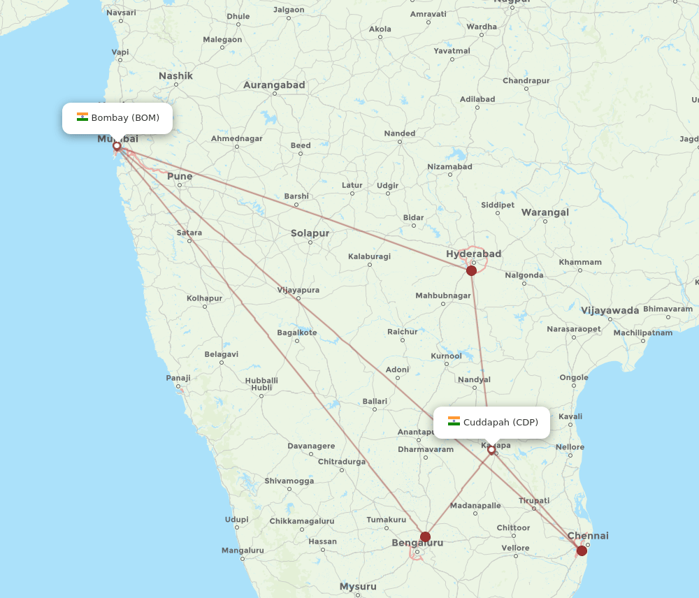 BOM-CDP flight routes
