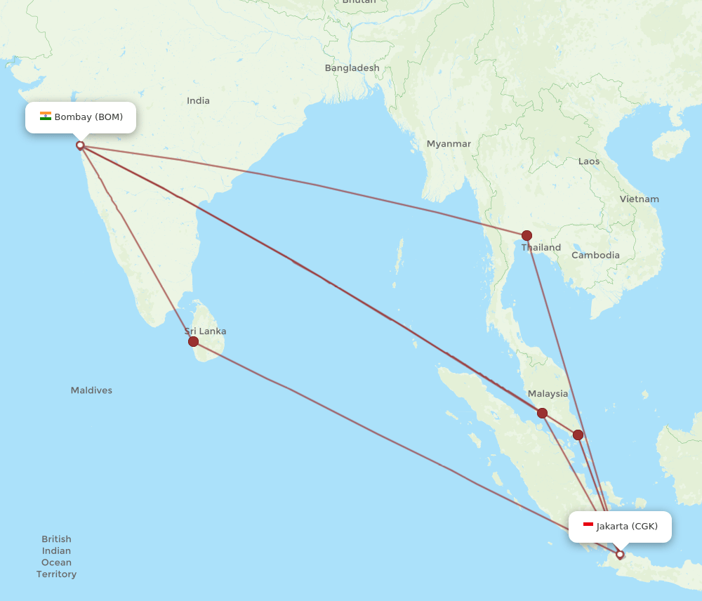BOM to CGK flights and routes map