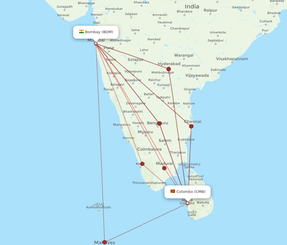 BOM-CMB flight routes
