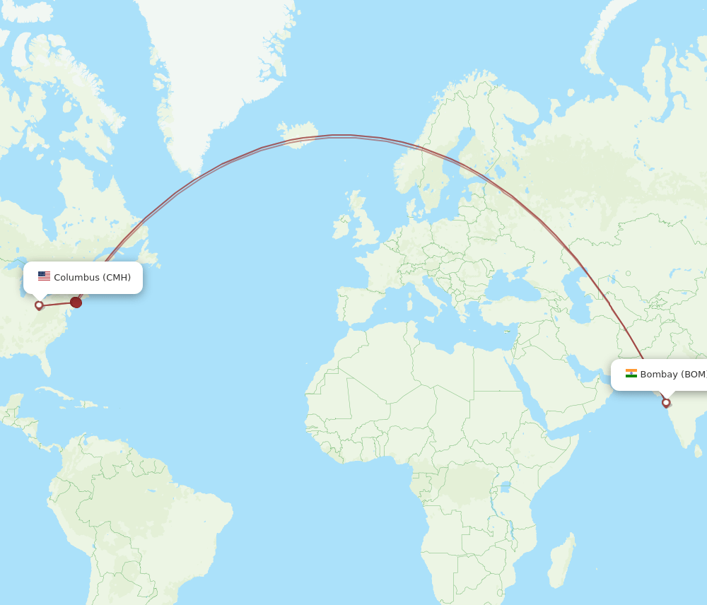 BOM-CMH flight routes