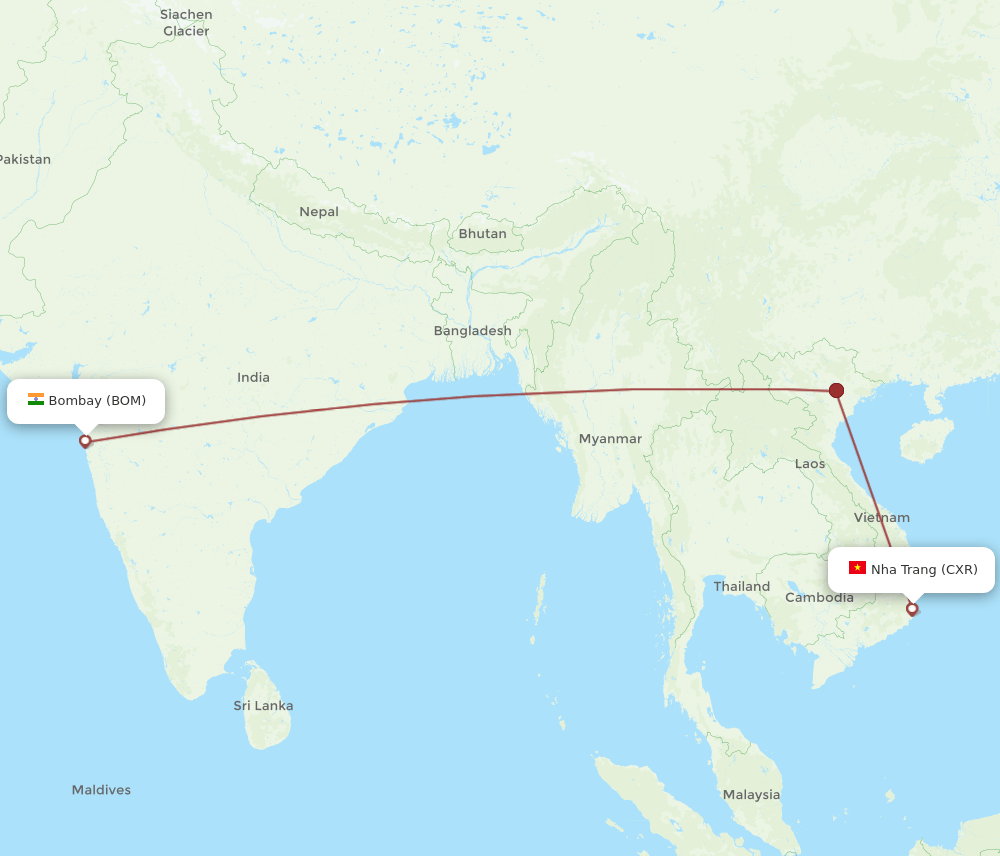 BOM-CXR flight routes