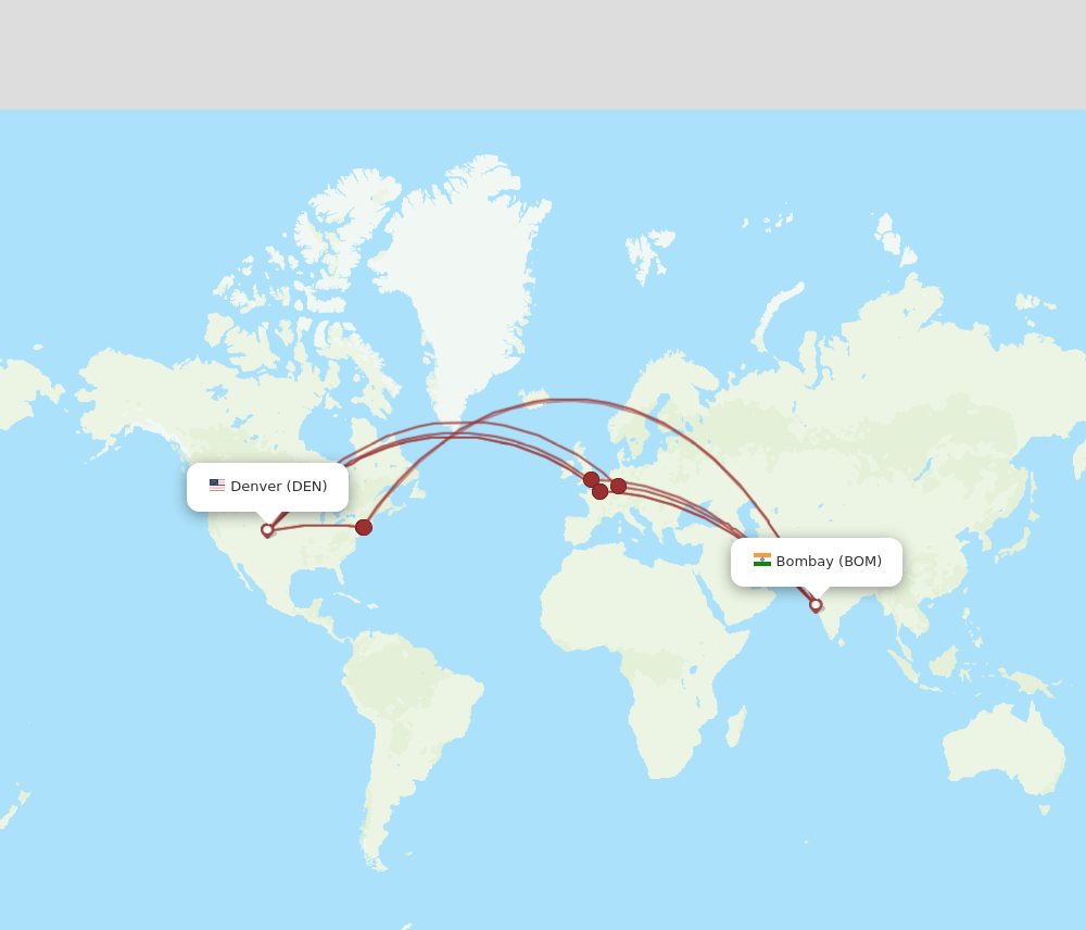 BOM-DEN flight routes