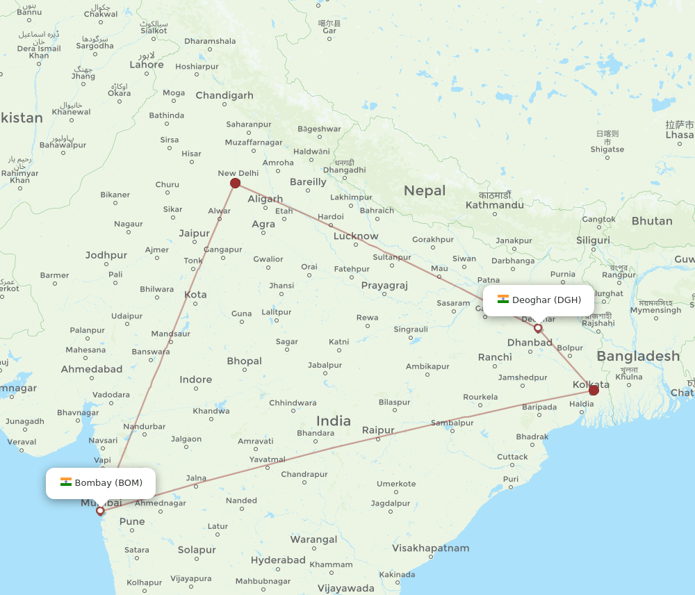 BOM-DGH flight routes