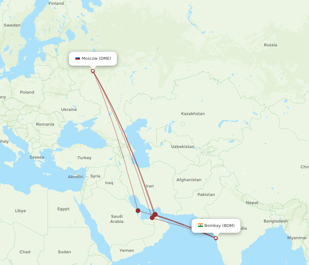 BOM-DME flight routes