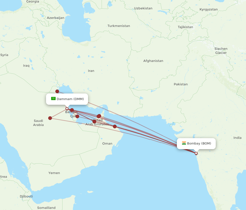 BOM-DMM flight routes