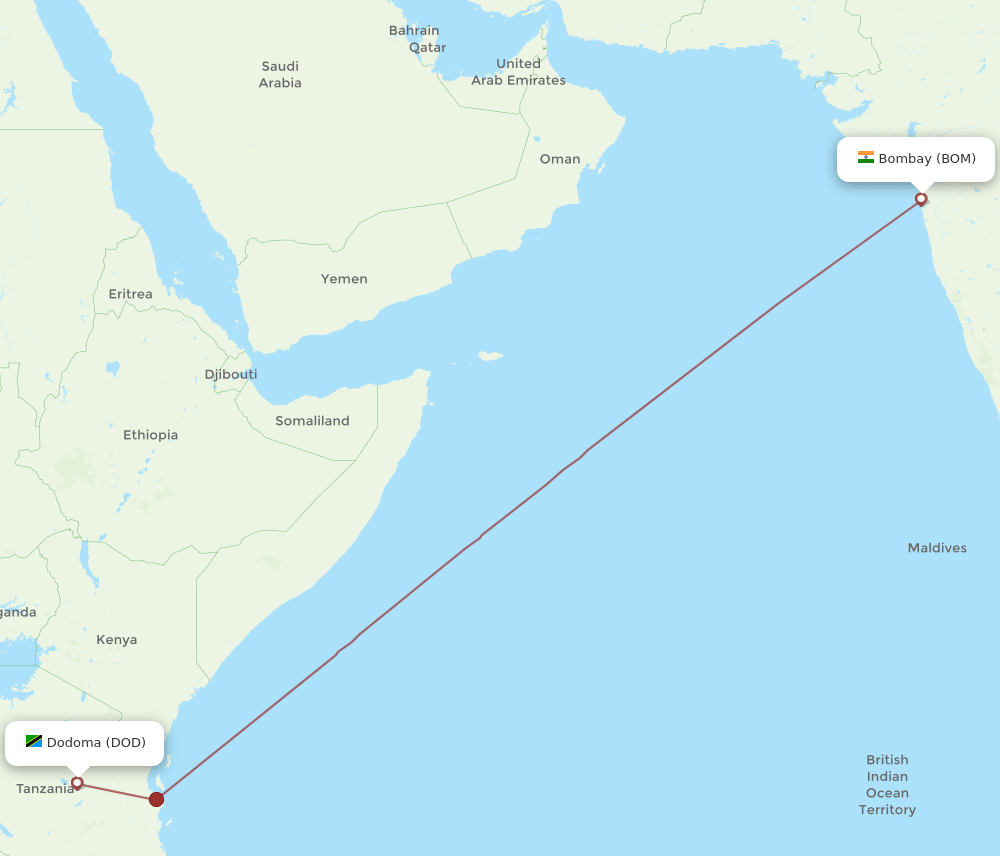 BOM-DOD flight routes